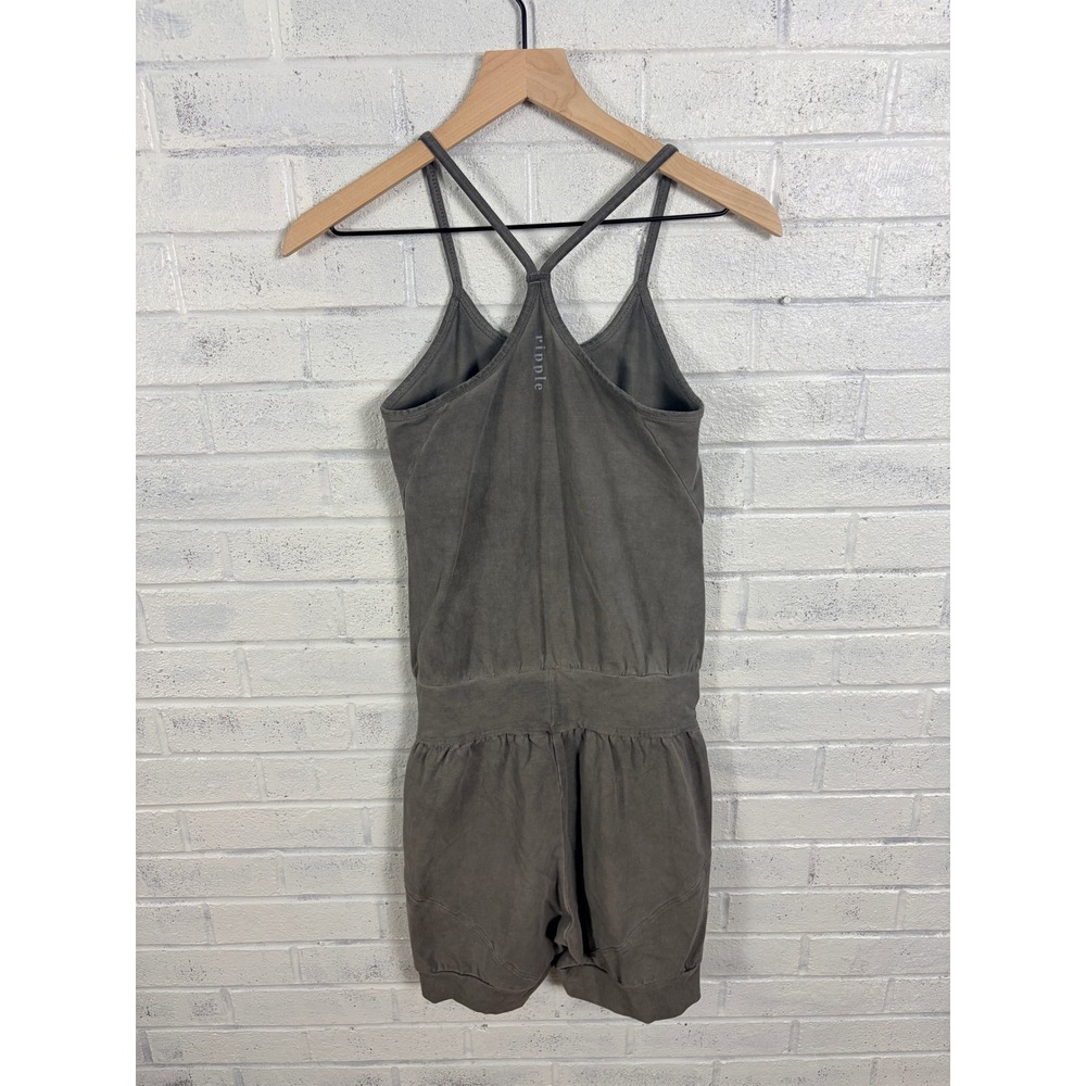 Ripple Organic Cotton Short Yoga Jumpsuit Womens S Gray Athleisure Sleeveless - Picture 2 of 11